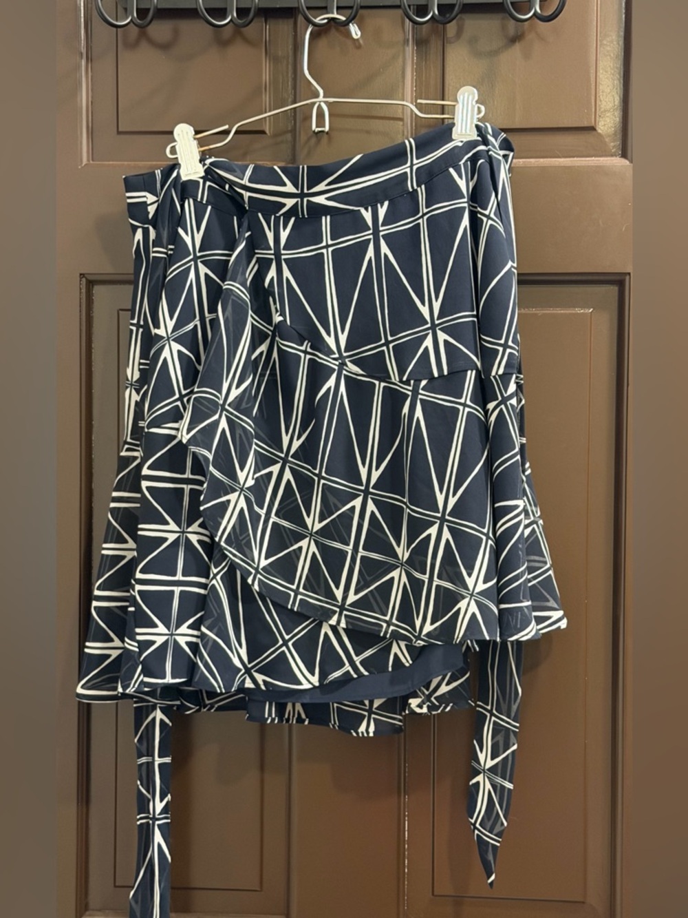 Banana Republic Navy and White Asymmetrical Wrap Skirt